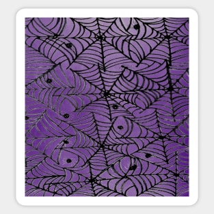 Spooky Halloween Spider Web on Purple Sticker